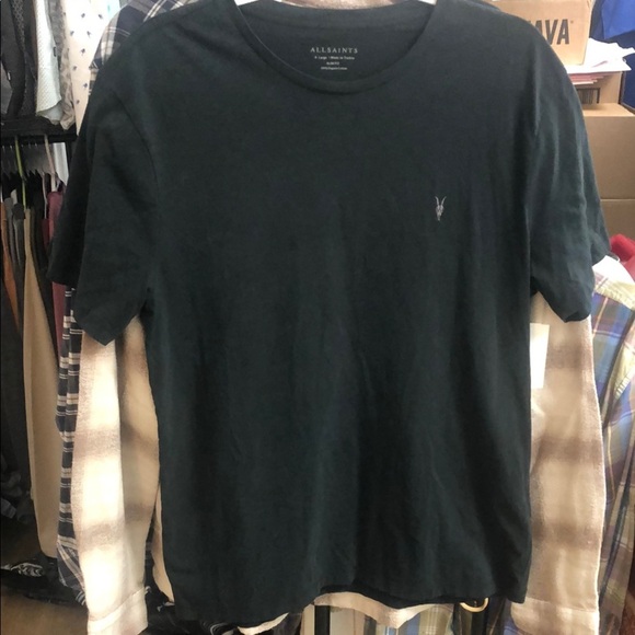 All Saints Black Short Sleeve Tee Classic Cotton Crew - Picture 1 of 9
